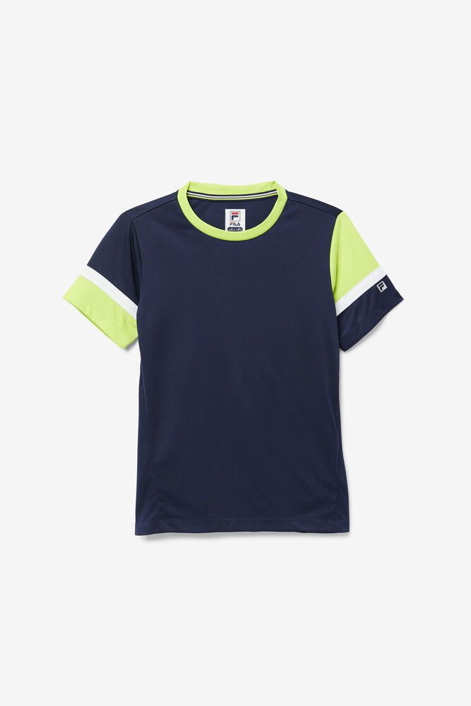 Fila T-Shirt Boys' Core Doubles Crew Kids Navy - India RYM-976351